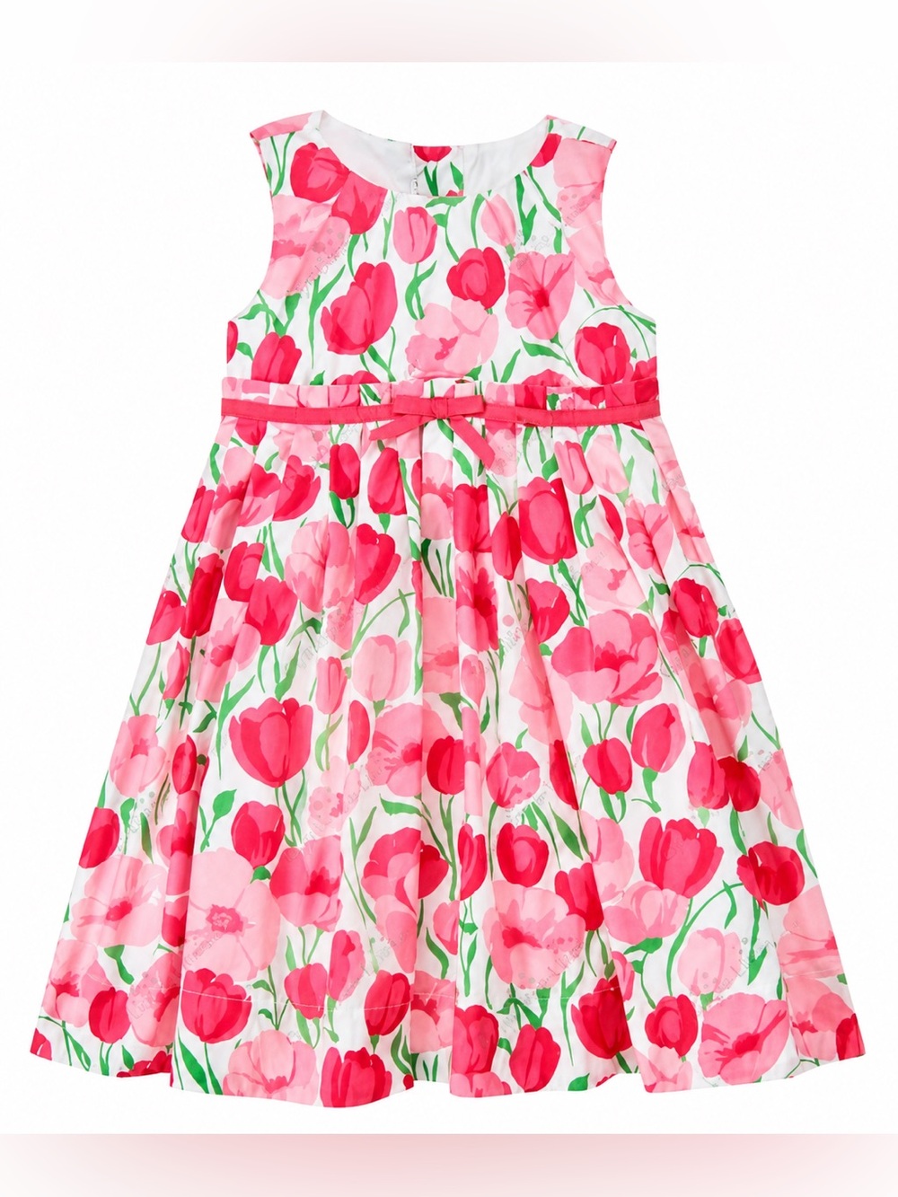 Janie and Jack Tulip Floral Pink White Cotton Sleeveless Dress Girls Size 4 Y